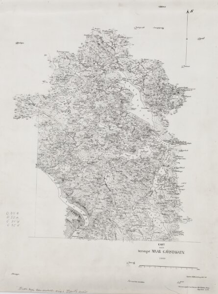 Kart over en del av Møsvatn