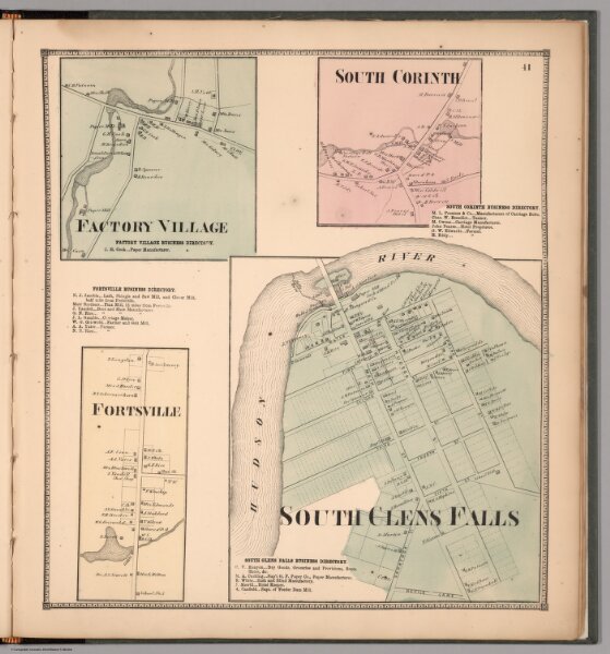 Factory Village.  South Corinth.  Fortsville.  South Clens Falls, New York.