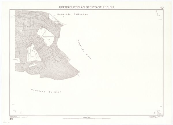 Übersichtsplan der Stadt Zürich in 57 Blättern, Blatt 49: Teil von Witikon bei der Grenze zu Maur und Zollikon
