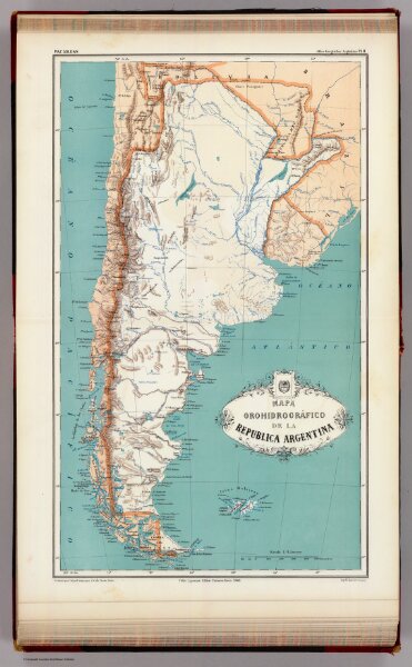 Mapa orohidrografico de la Republica Argentina.