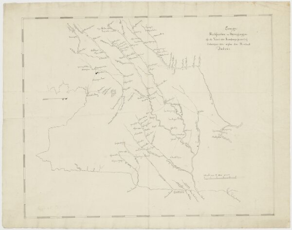 Kaart bevattende "eenige rectificatiën en bijvoegingen op de kaart der Lampongs, primitief ontworpen door wijlen den resident Dubois."