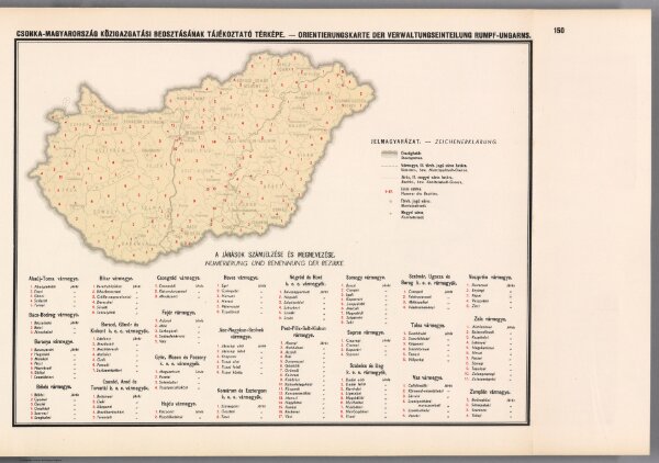 Csonka-magyarorság közigazgatási beosztásának tájékoztató térképe. = Orientierungskarte der Verwaltungseinteilung Rumpf-Ungarns.