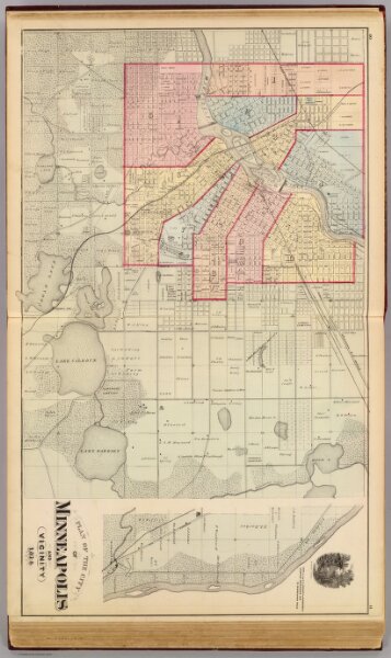 Plan of the City of Minneapolis and vicinity, with Minnehaha Falls.