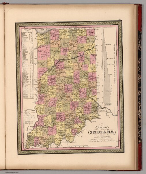 New Map of Indiana with its Roads & Distances