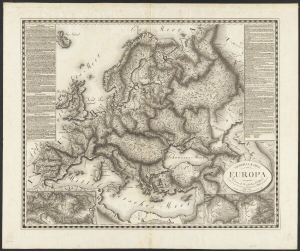 General Karte von Europa, worinnen die Gestalt dieses Erdtheiles zu ersehen ist, wie selbe nach seinem Höhensisteme und Wasserzuge angeordnet ist