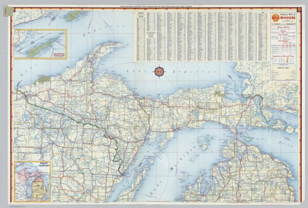 Shell Highway Map of Michigan (northern portion).