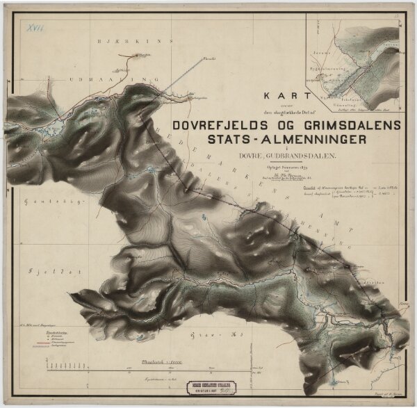 Kristians amt nr 20-12: Kart over den skogdækkede Del af Dovrefjelds og Grimsdalens Stats-Almenningen