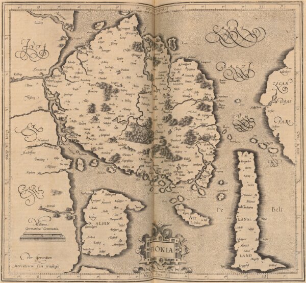 Fionia [Karte], in: Gerardi Mercatoris Atlas, sive, Cosmographicae meditationes de fabrica mundi et fabricati figura, S. 149.