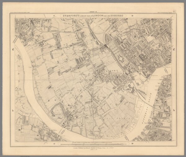 Sheet 13.  Stanford's Library Map of London and it's Suburbs.
