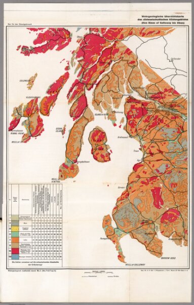 Geological Map of SW England and SW Scottish Coasts (Von Rinns of Galloway to Oban).