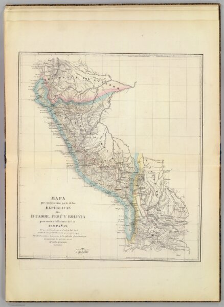 Mapa, Ecuador, Peru y Bolivia, 1826.
