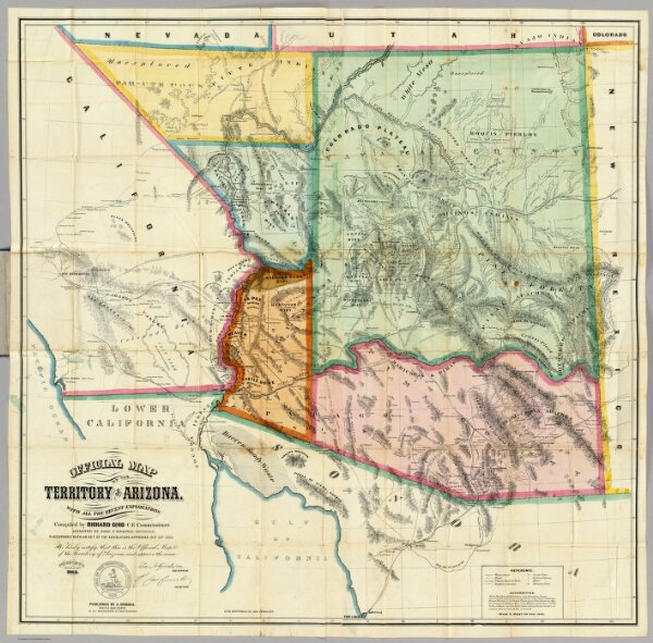 Official Map Of The Territory Of Arizona.