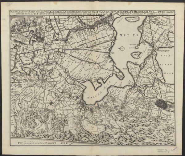 Nieuwe kaart van 't baljuwschap van Kennemerland met de bannen van Westsaanen, Assendelft, Heemskerk, Wyk aan Duyn, Velsen, Spaarwoude &c