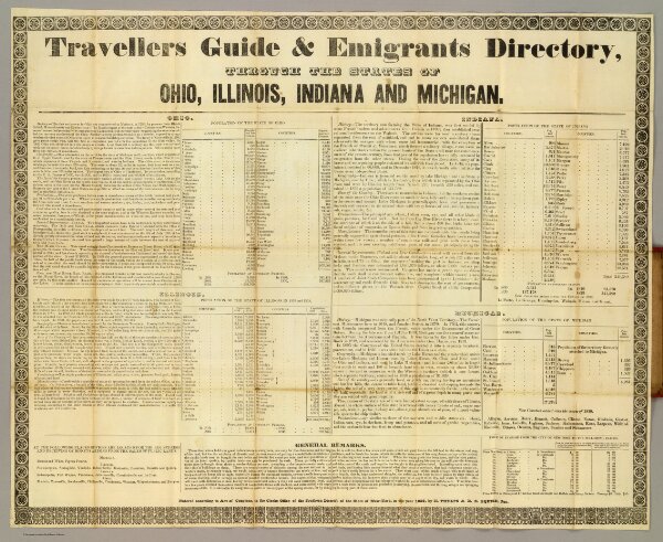 Travellers guide & emigrants directory, through the states of Ohio, Illinois, Indiana and Michigan.