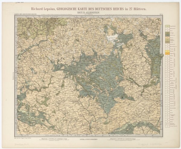 Sect. 11: Allenstein, uit: Geologische Karte des Deutschen Reichs in 27 Blaettern / [von] Richard Lepsius ; Red. von C. Vogel