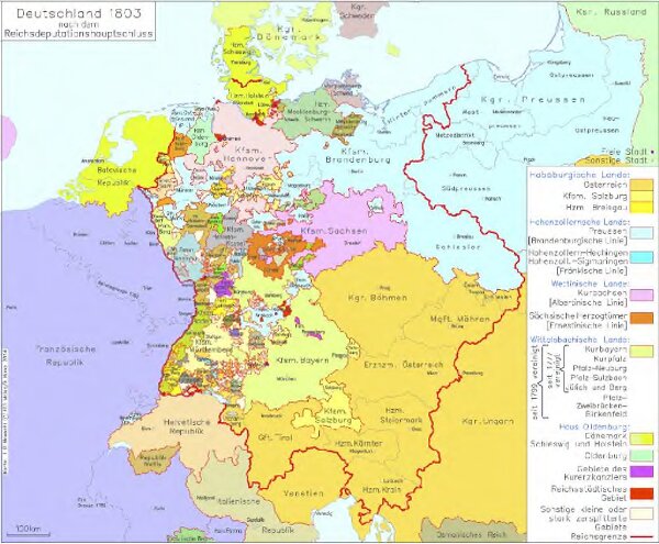 Deutschland 1803 nach dem Reichsdeputationshauptschluss