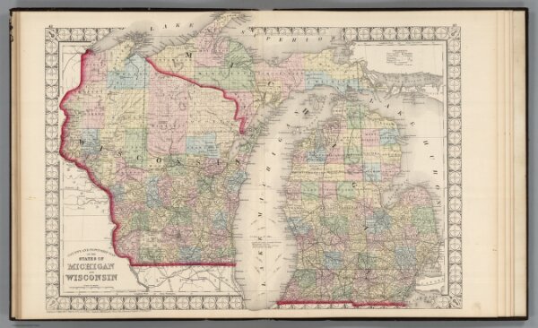 County and Township Map of the States of Michigan and Wisconsin.