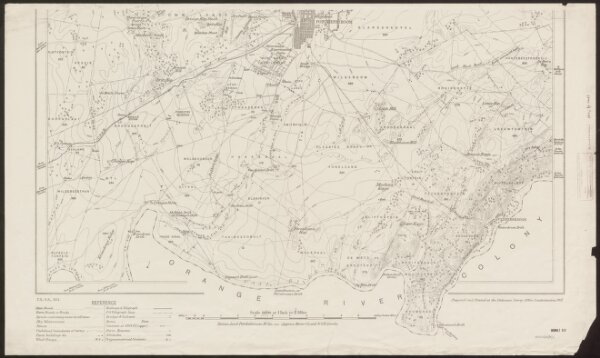 'Transvaal Manoeuvre Area. Surveyed by Capt. C. St B. Sladen Royal].E[ngineers]. & Lt. K.W. Lee R[oyal].F[ield].A[rtillery]. 1910/11.' - War Office ledger. 'Map of Potchefstroom Shewing Fifteen Mile Radius. Prepared and Printed at the Ordnance Survey Office, Southampton, 1907.'