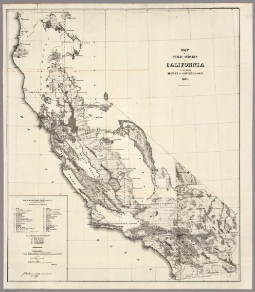 Map of the Public Surveys in California, 1857