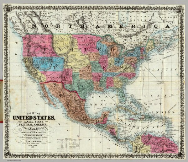 Map Of The United States, Canada, Mexico, Central America, and the West India Islands.