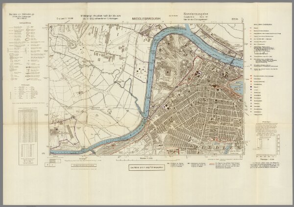 Street Map of Middlesbrough, England with Military-Geographic Features.  BB 6b.