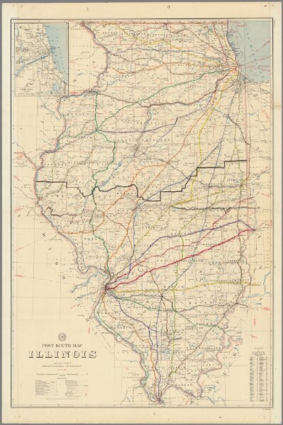 Post Route Map of the State of Illinois Showing Post Offices ... July 15, 1952.