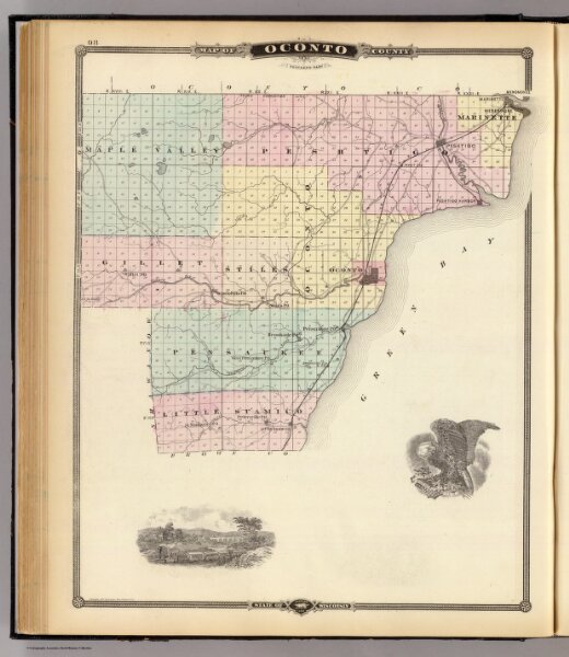 Map of Oconto County (southern part), State of Wisconsin.