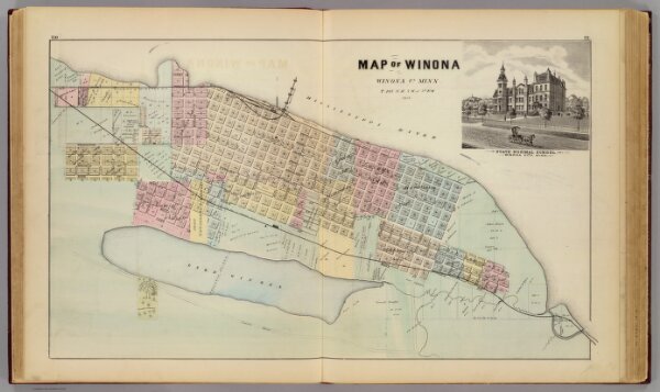 Map of Winona, Minn., with view of State Normal School.
