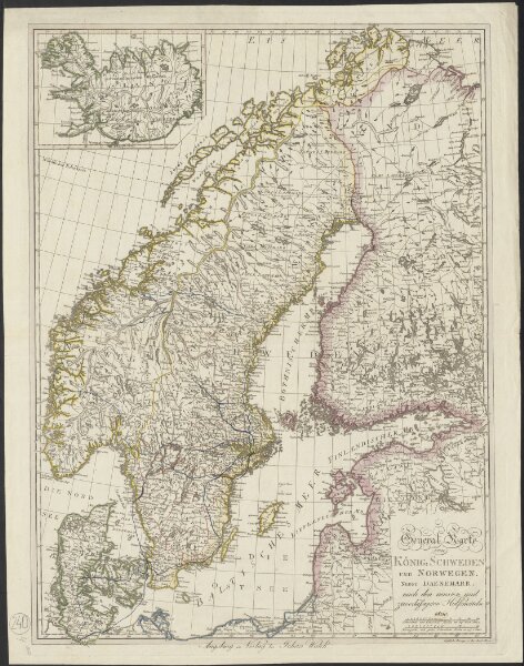 General Karte von König[reich] Schweden und Norwegen : nebst Daenemark, nach den neuesten und zuverlässigsten Hülfsmitteln