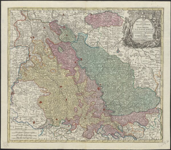 Mappa geographica, continens archiepiscopatum et electoratum Coloniensem, cum conterminis ducatibus Juliacensi et Montensi, nec non comitatu Mursano