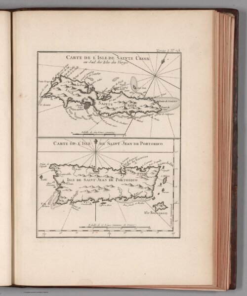 Carte de I'isle de Sainte Croix au sud des isles des Vierges. Carte de I'isle de Saint Jean de Portorico.