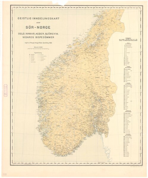 Spesielle kart nr 117-1: Geistlig inndelingskart over sÃ ̧r-Norge