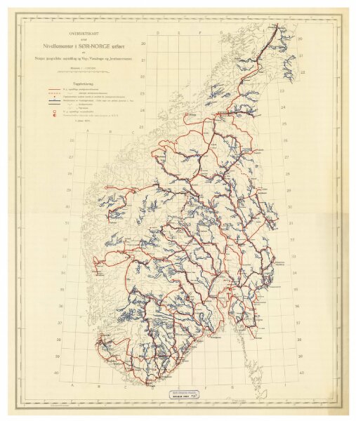 Spesielle kart 173a: Oversiktskart over Nivellementer i SÃ ̧r-Norge