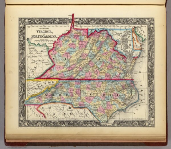 County Map Of Virginia, and North Carolina.