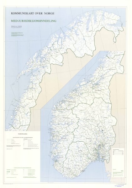 Spesielle kart 160: Kommunekart over Norge med jurisdiksjonsinndeling