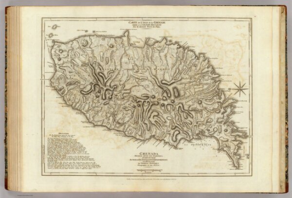 Carte de l'Isle de la Grenade. Grenada divided into its parishes.