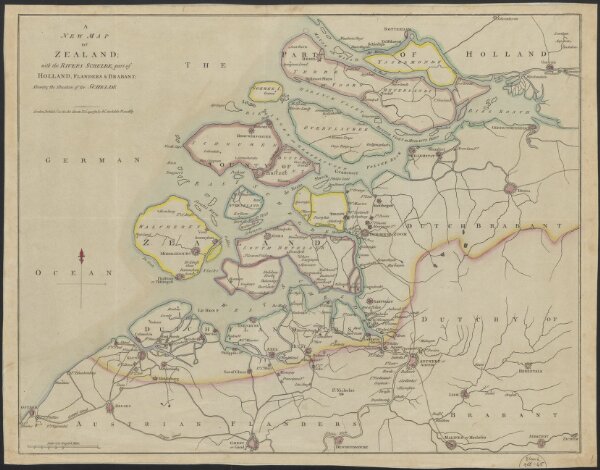 A new map of Zealand : with the rivers Schelde, part of Holland, Flanders & Brabant, shewing the situation of the Schelde.