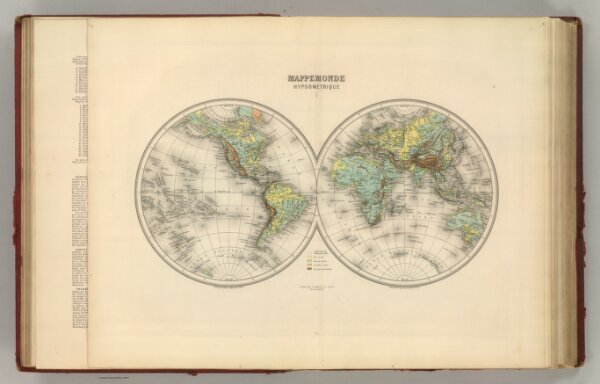 Mappe Monde.  Hypsometrique.