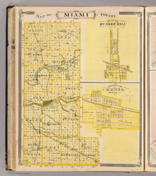 Map of Miami County (with) Plan of Bunker Hill (and) Xenia.