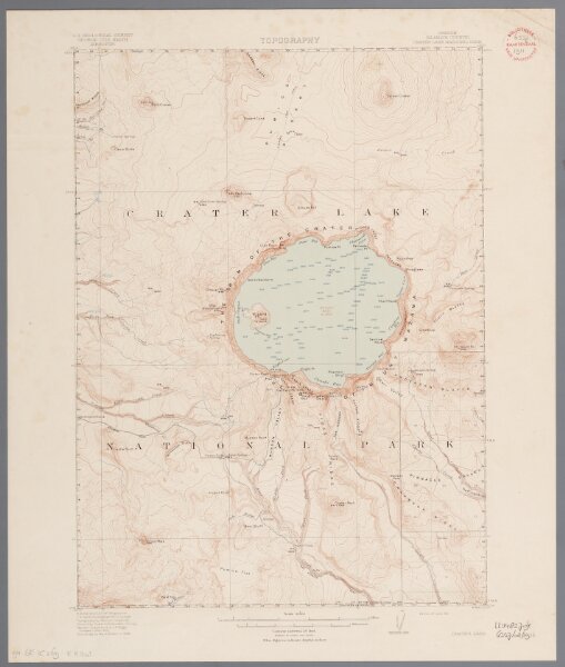 [Recto], uit: Oregon (Klamath County), Crater Lake National Park : topography / R.B. Marshall, chief geographer ; T.G. Gerdine, georgrapher in charge ; topography by Pearson Chapman