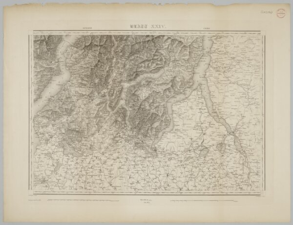 Blatt XXIV: Lugano, Como, uit: Topographische Karte der Schweiz / vermessen und hrsg. ... unter Aufsicht des Generals G.H. Dufour