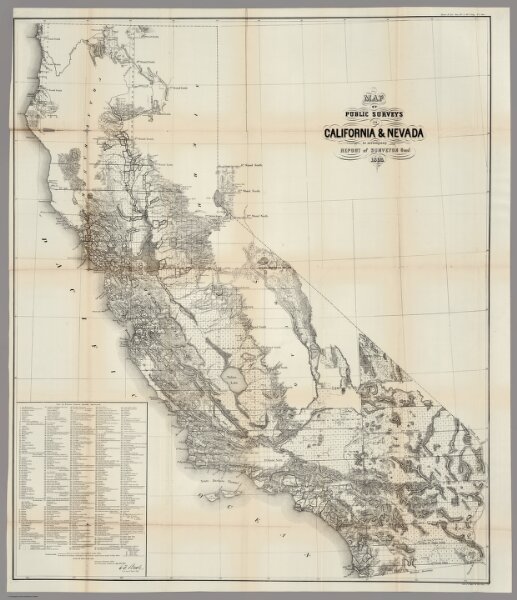 Map of public surveys in California and Nevada, 1863
