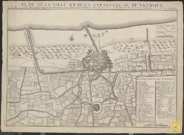 Plan de la ville et de la citadelle de Dunkerque, comme elle a été avant la démolition que les Anglois en ont faite en 1714: la plus grande partie des Fondemens sont dans leur entier