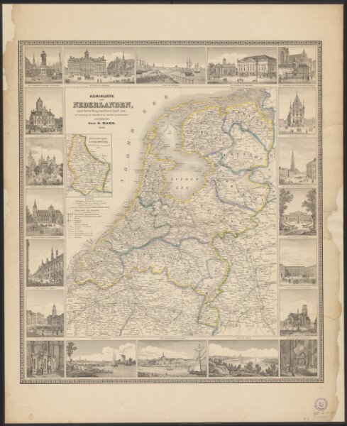 Koningrijk der Nederlanden naar het verdrag van den 19 April 1839, met aanwijzing der afstanden en der natuurlijke bijzonderheden