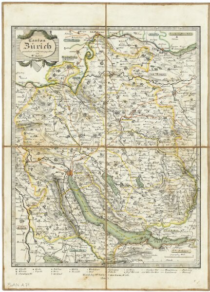 Karte des Kantons Zürich mit seinen näheren Angrenzungen