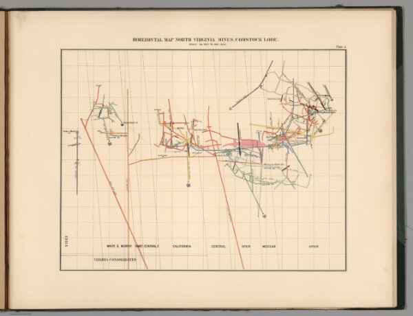 Plate 5.  Horizontal Map North Virginia Mines Workings, Comstock Lode.