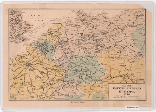 Map of the impending war in Europe 1870 : showing railway connections &c.