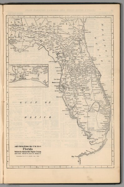 Railway Distance Map of the State of Florida