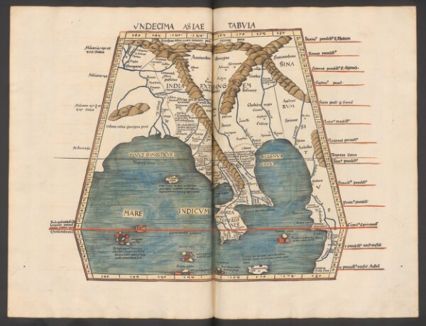 Undecima Asiae Tabula [Karte], in: Claudii Ptolemei viri Alexandrini mathematice discipline philosophi doctissimi geographie opus [...], S. 223.