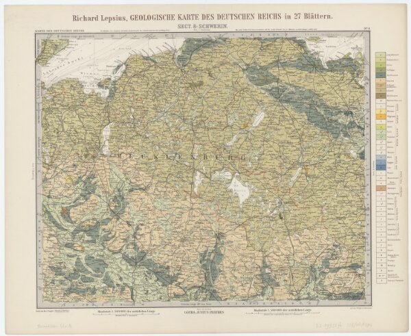 Sect. 8: Schwerin, uit: Geologische Karte des Deutschen Reichs in 27 Blaettern / [von] Richard Lepsius ; Red. von C. Vogel